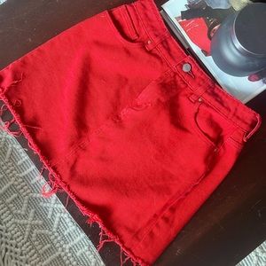 Red denim pacsun mini skirt